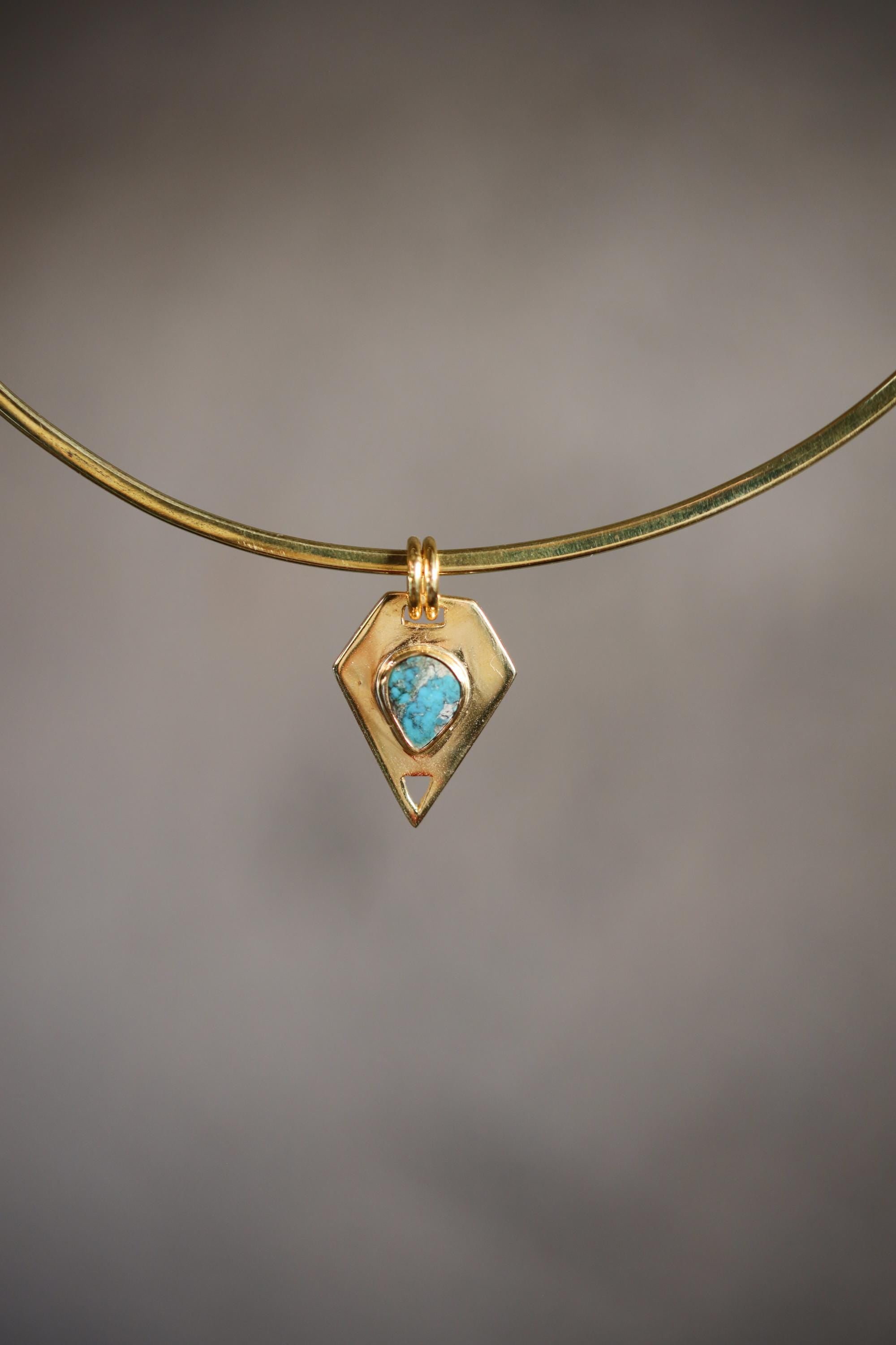 Teardrop Royston Turquoise Pendant with Pyrite Inclusions, Double Bail Setting, 18K Gold-Plated Sterling Silver, Unique Gift ,Sagittarius