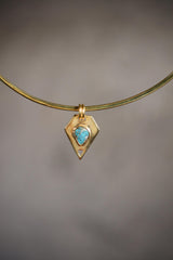 Teardrop Royston Turquoise Pendant with Pyrite Inclusions, Double Bail Setting, 18K Gold-Plated Sterling Silver, Unique Gift ,Sagittarius