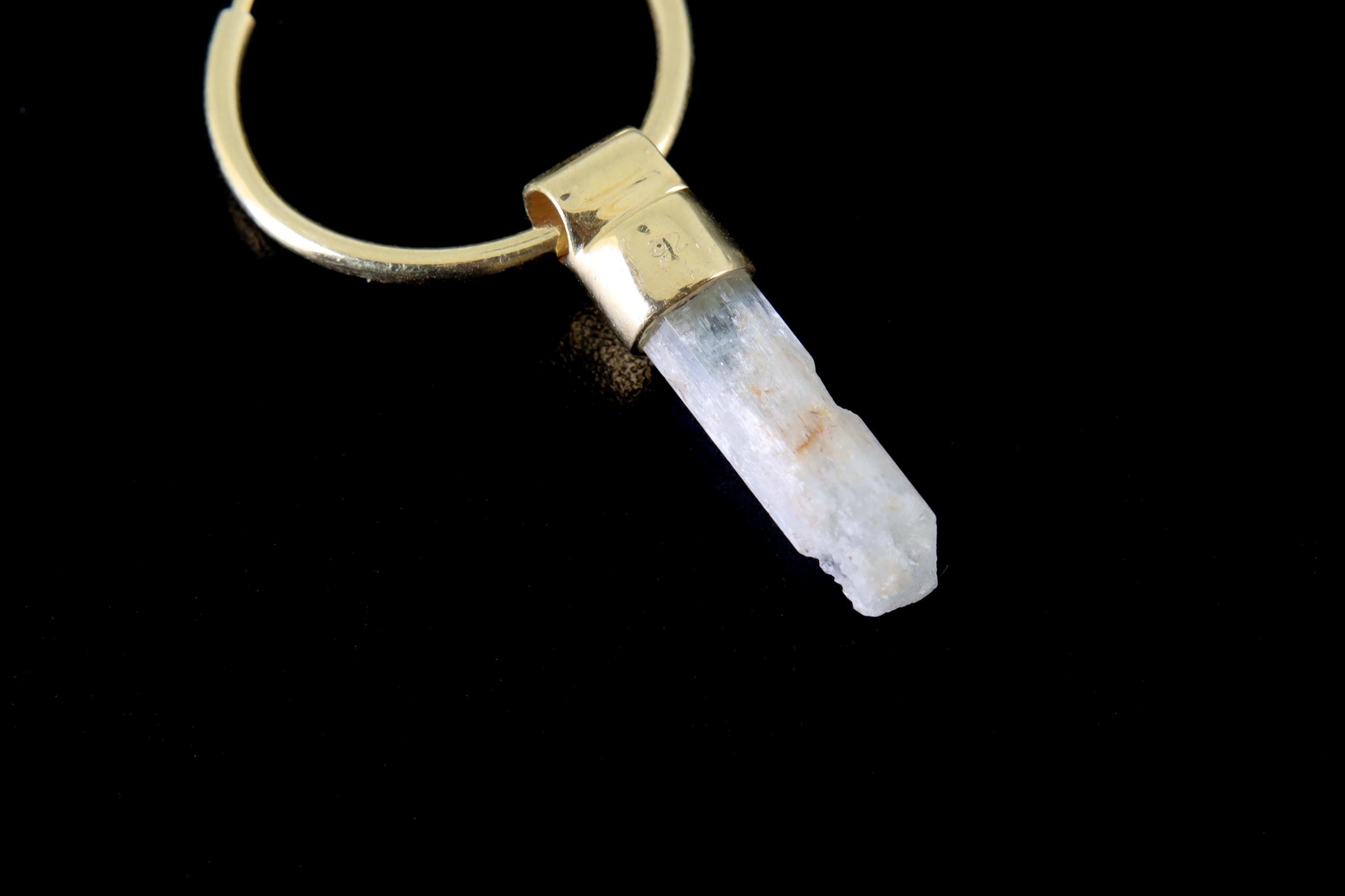 Single Aquamarine Dangle Hoop Earring, Gold Plated Sterling Silver, Throat Chakra, Emotional Balance, Unique Gift