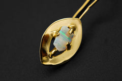 Solid Precious Australian White Lightning Ridge Opal Chip Halo Earrings, 8-Claw Gold Plated, Crown Chakra, Pisces Zodiac, Unique Gift