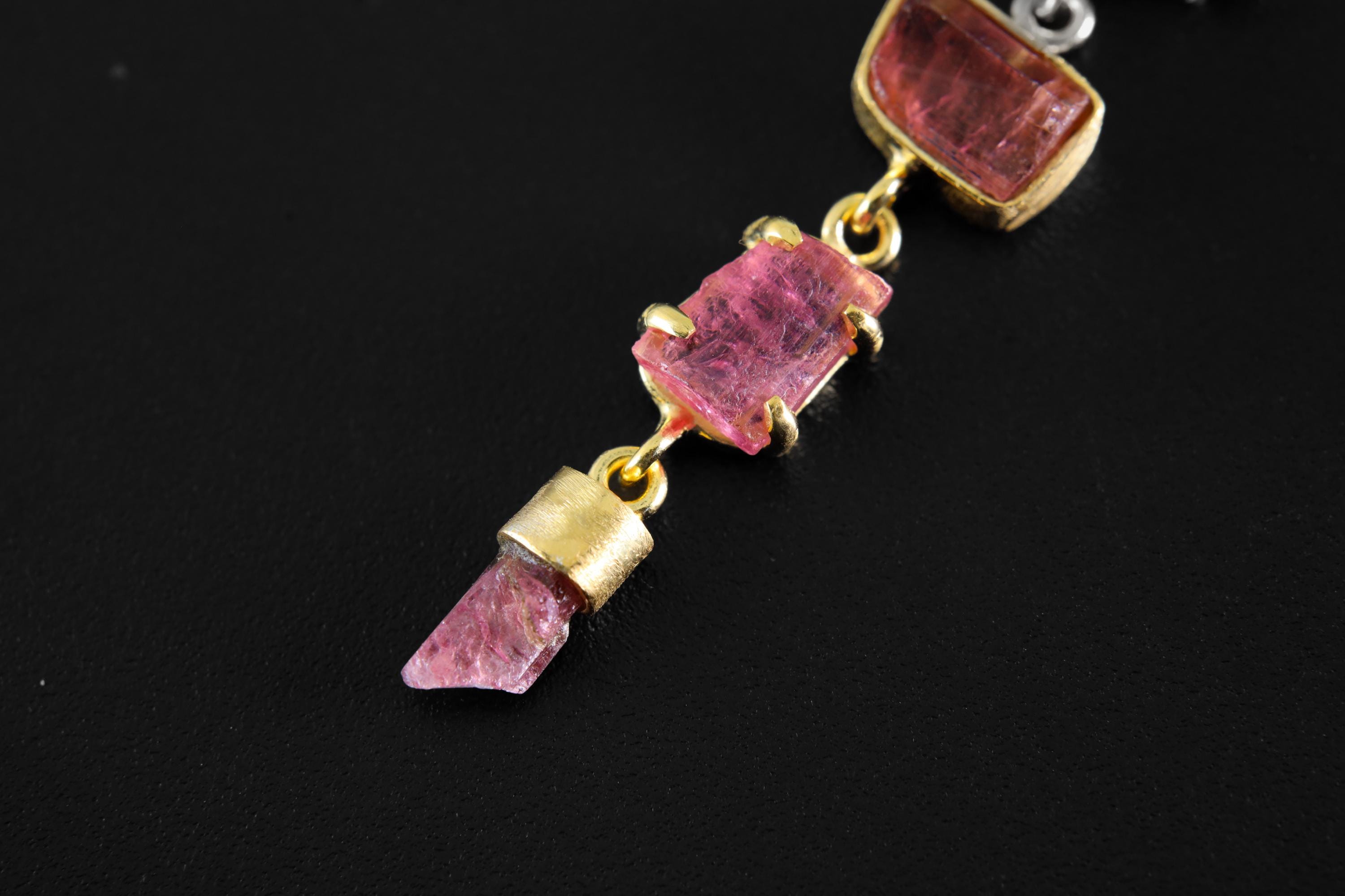Crowned Blue Moonstone & All-Pink Tourmaline Wonder Pendant, 18K Gold-Plated Sterling Silver, Libra and Cancer Zodiac, Unique Gift