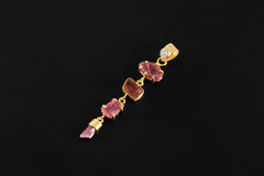 Crowned Blue Moonstone & All-Pink Tourmaline Wonder Pendant, 18K Gold-Plated Sterling Silver, Libra and Cancer Zodiac, Unique Gift
