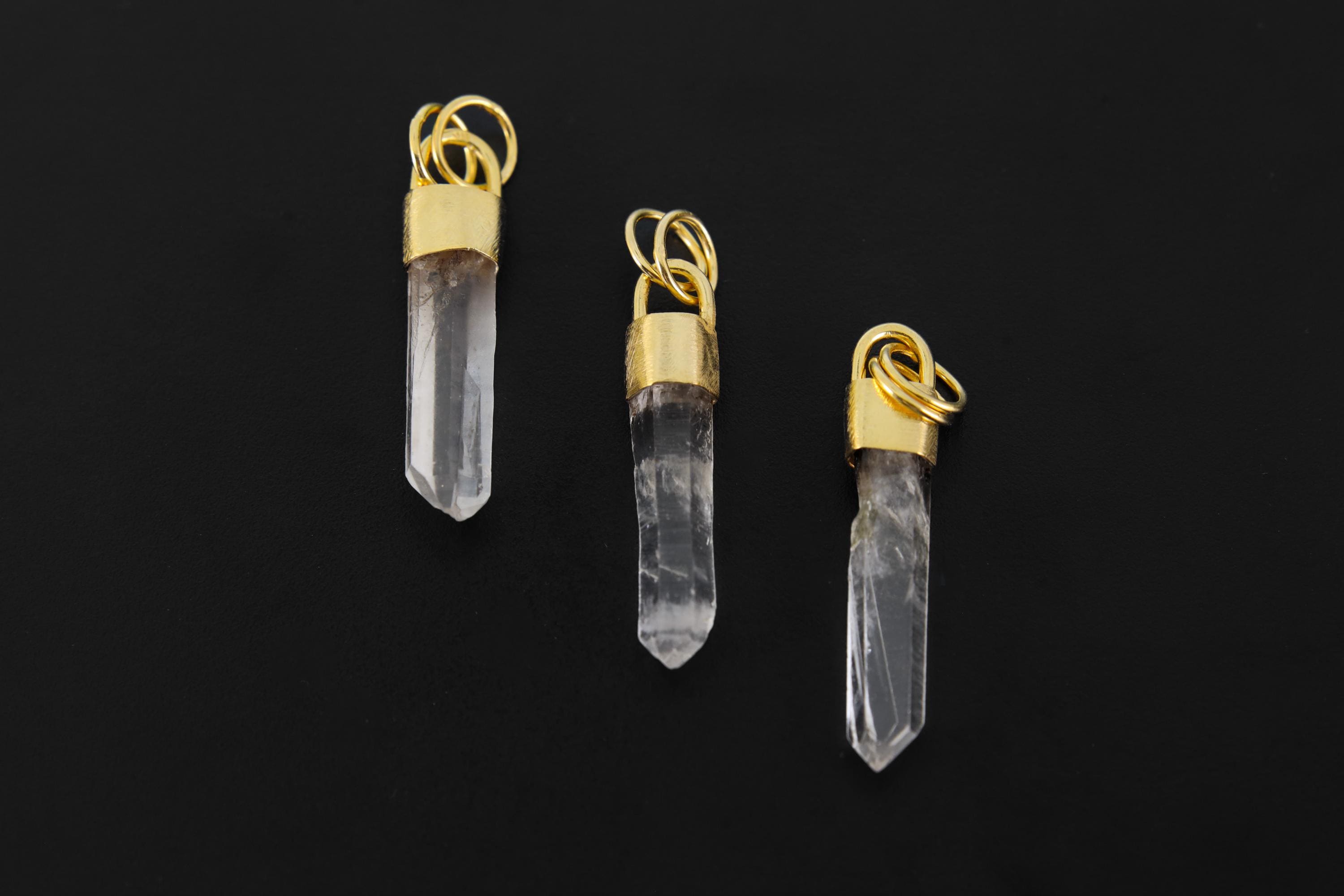 Gold Plated Quartz Point Pendant: Australian Fossicked Crystal Necklace