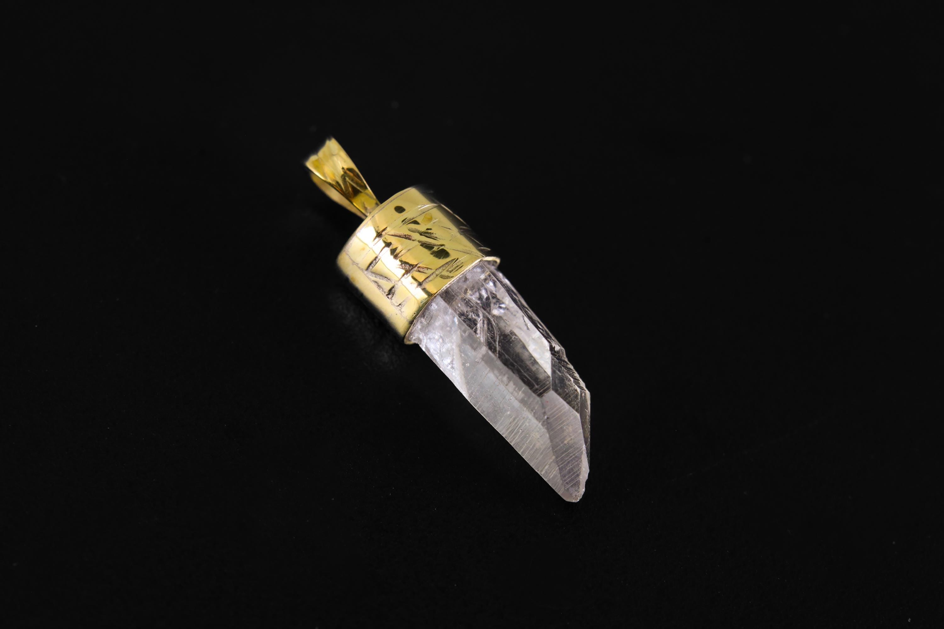 Hand Fossicked Quartz Pendant 925 Silver 18k Gold Plated Australian Crystal Point Crown Chakra Gift