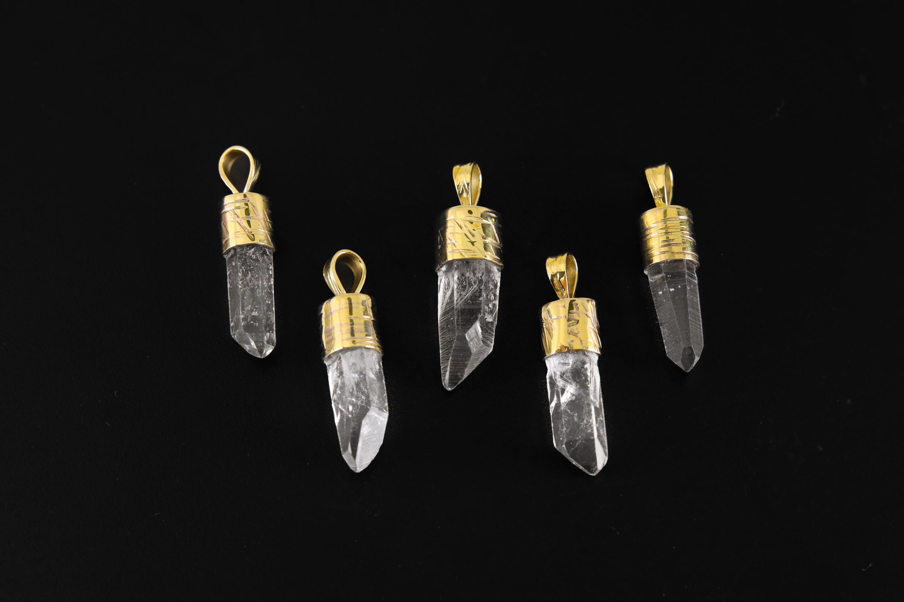 Hand Fossicked Quartz Pendant 925 Silver 18k Gold Plated Australian Crystal Point Crown Chakra Gift