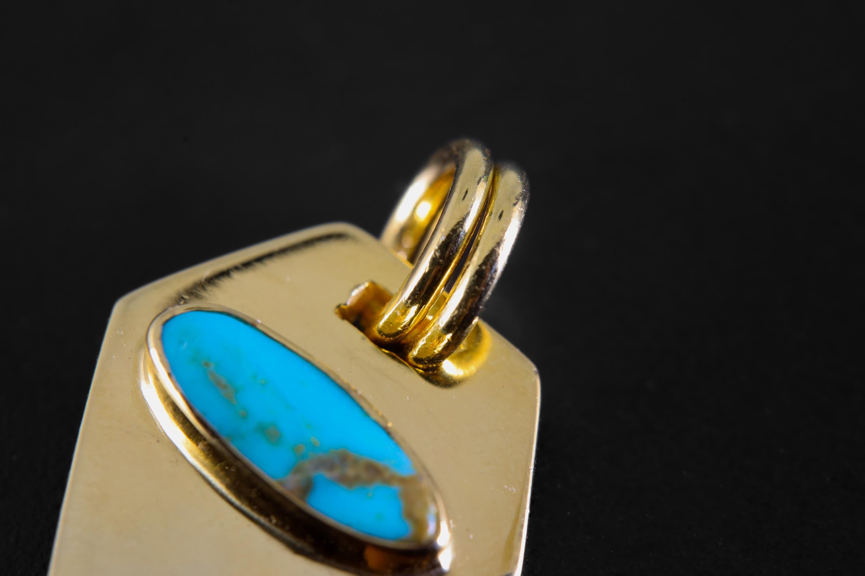 Pentagonal Turquoise Pendant: 18K Gold-Plated Sterling Silver, Throat Chakra