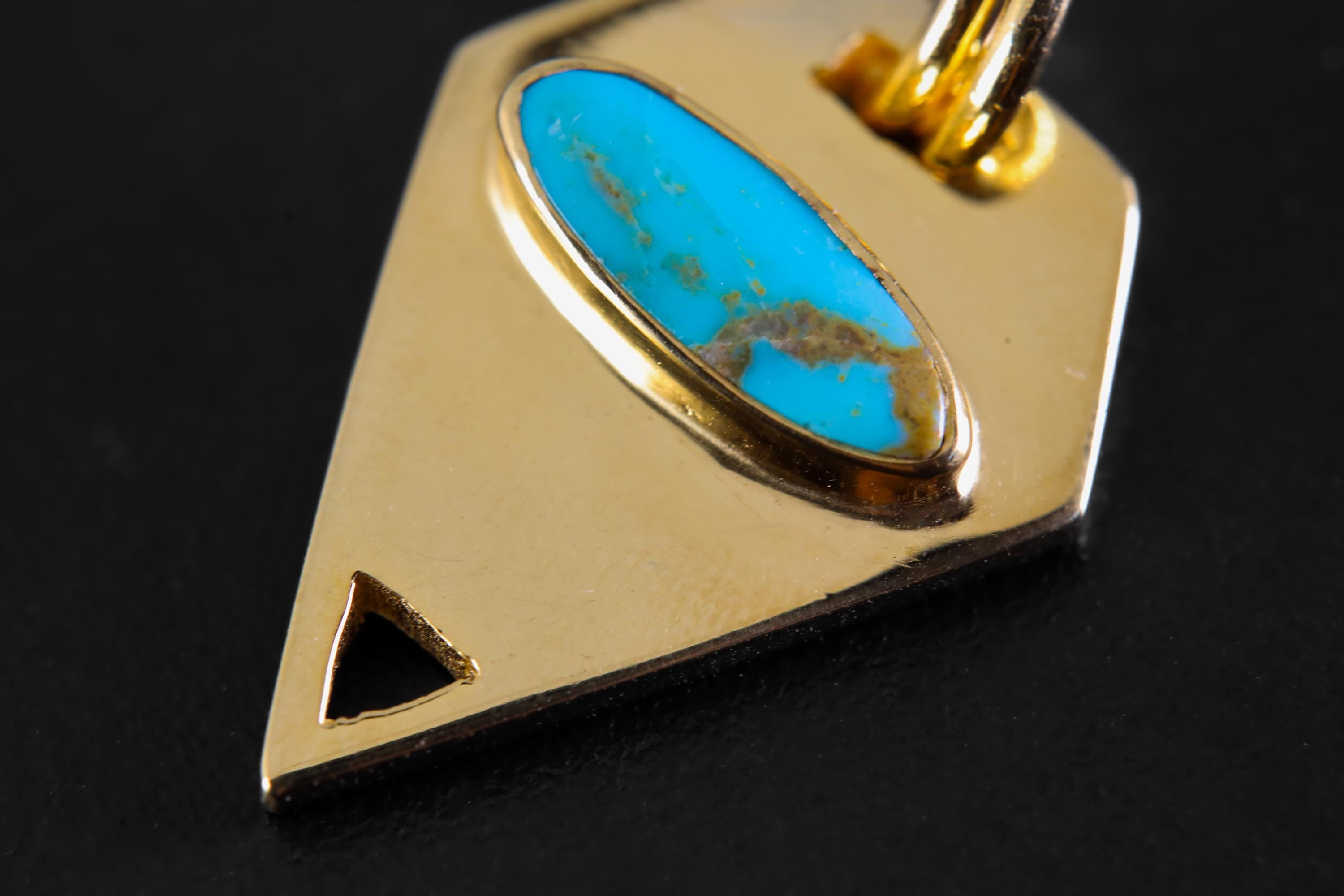 Pentagonal Turquoise Pendant in Double Bail Setting, 18K Gold-Plated Sterling Silver, Throat Chakra Jewelry, Sagittarius Zodiac, Unique Gift