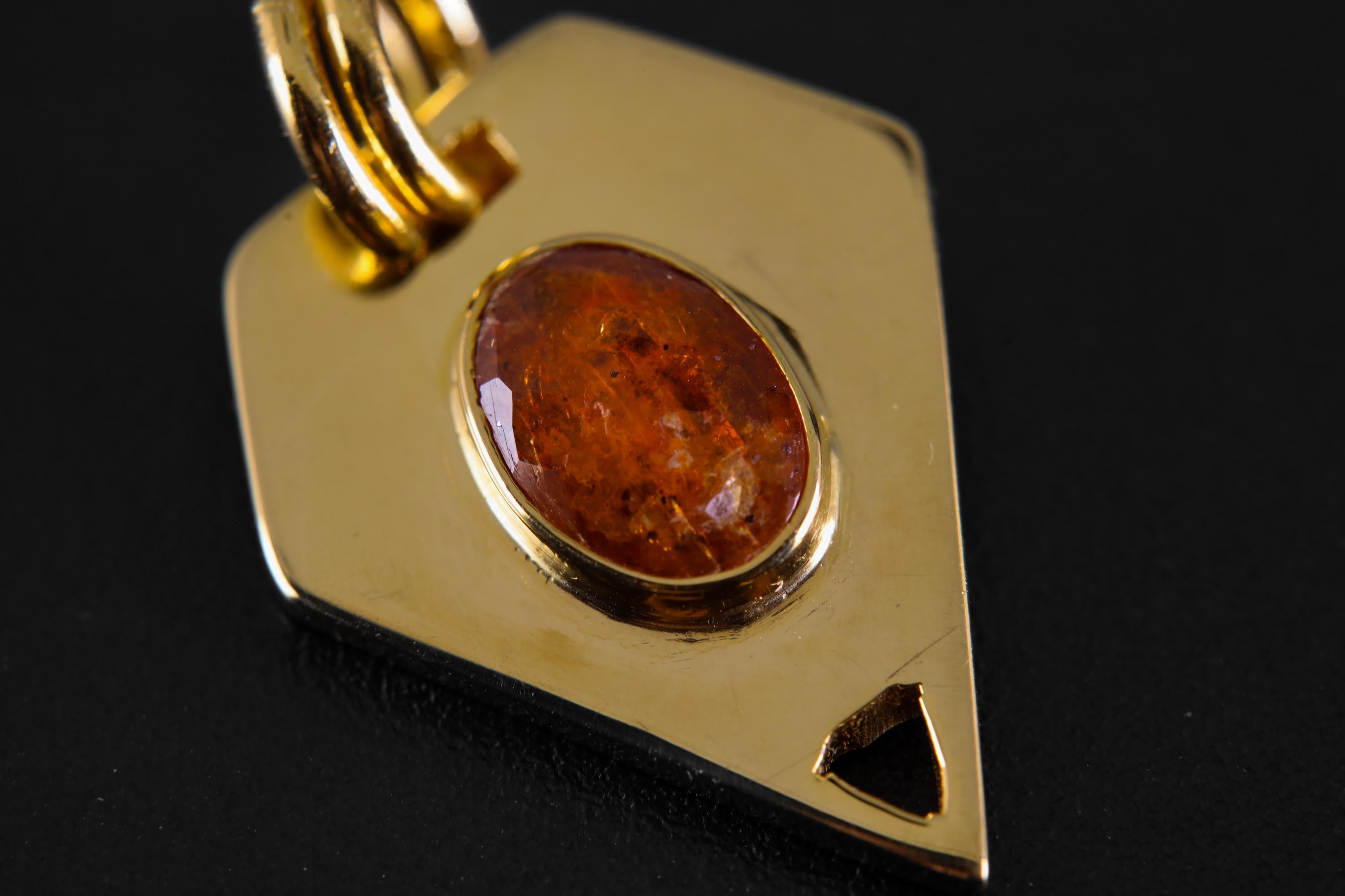 Faceted Red Kyanite Slice Pendant, Double Bail Setting, 18K Gold-Plated Sterling Silver, Root Chakra Jewelry, Aries Zodiac, Unique Gift