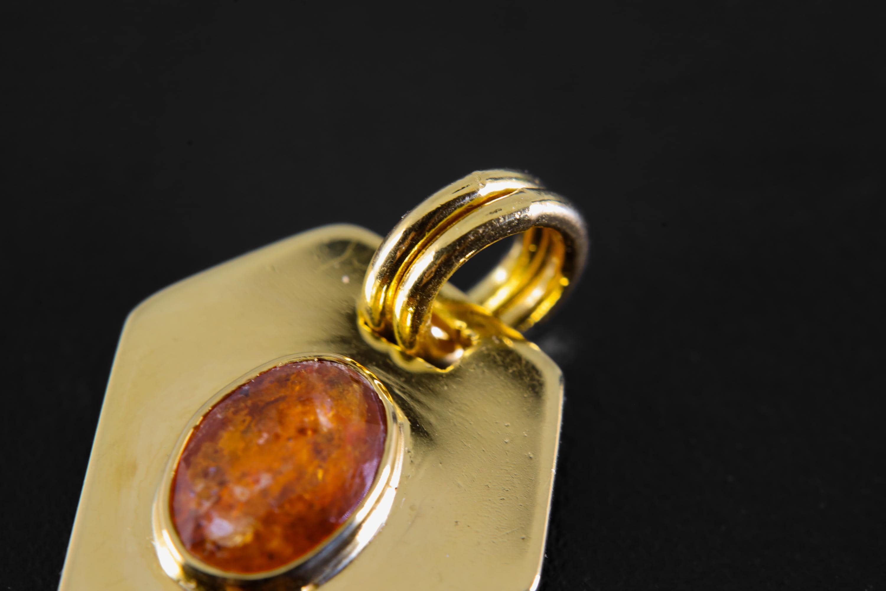 Red Kyanite Pendant 925 Silver 18k Gold Plated Pentagonal Slice Necklace Root Chakra Aries Gift