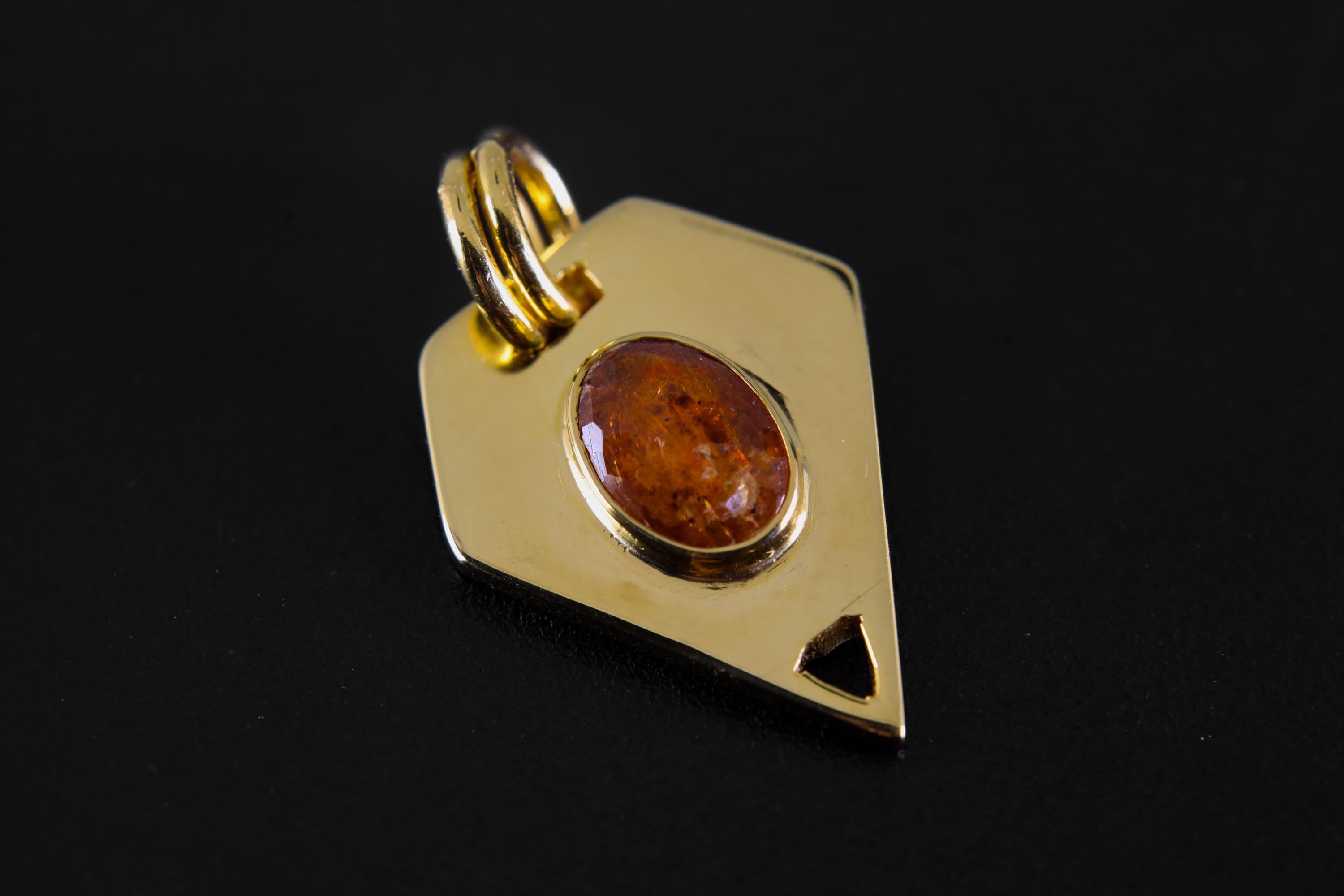 Faceted Red Kyanite Slice Pendant, Double Bail Setting, 18K Gold-Plated Sterling Silver, Root Chakra Jewelry, Aries Zodiac, Unique Gift