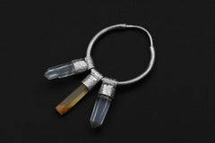 Lithium & Clear Quartz Sterling Silver Hoop Earrings: Healing Crystal Jewelry