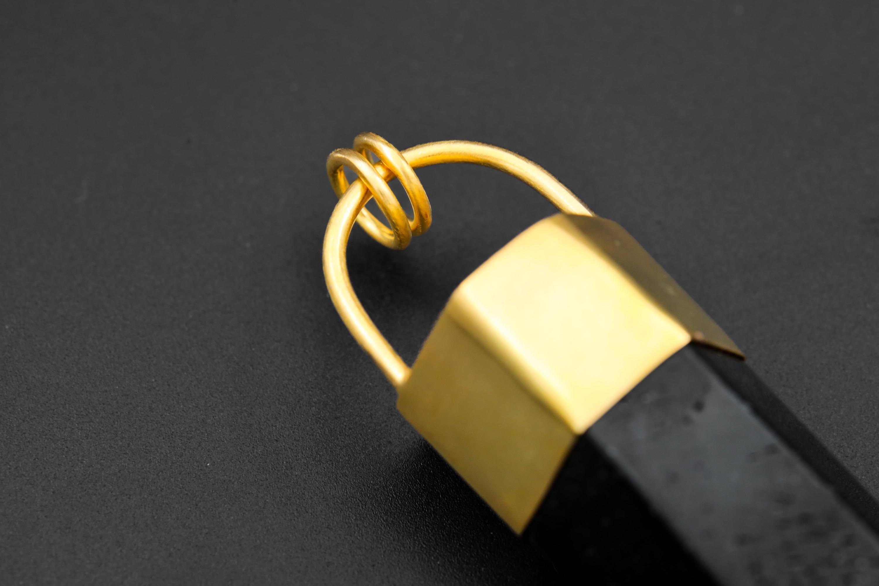 Large Smoky Quartz Point Pendant, High-Grade Dark Crystal with Thick Bronze Cap, 18K Gold-Plated, 7.5cm Statement Piece, Unique Gift NO/03