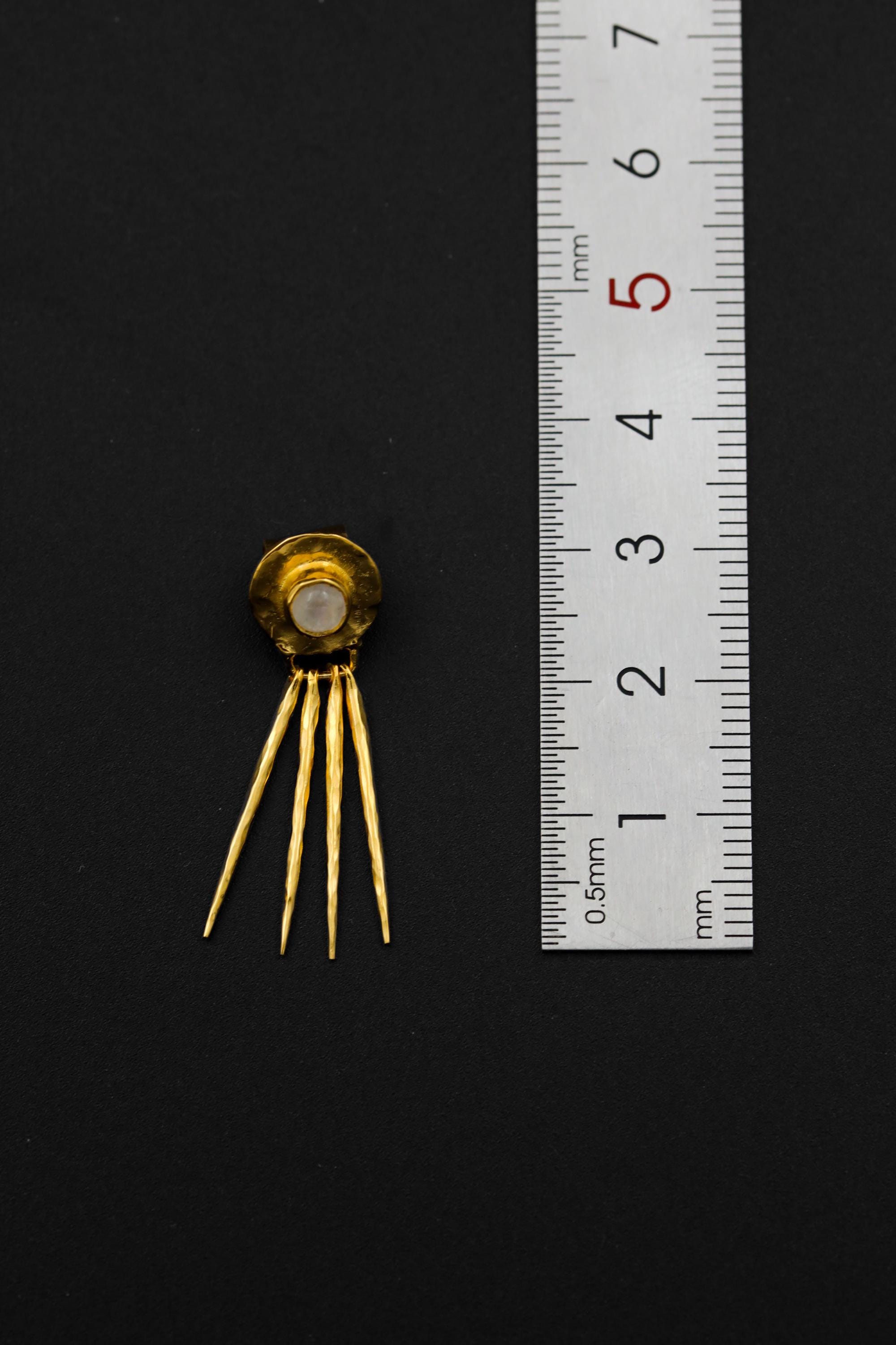 Blue Moonstone stack pendant shown beside a ruler for scale, measuring approximately 3.5 cm long.