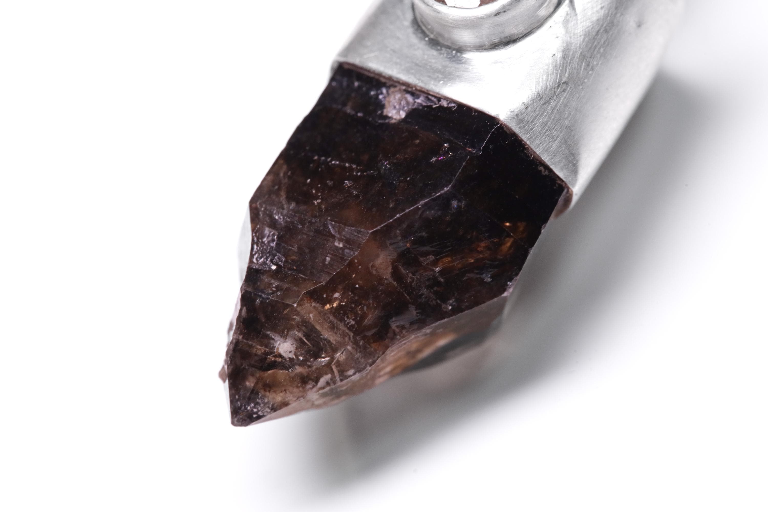 Rare Australian Morella Smoky Quartz Point Pendant with Oval Faceted Red Kyanite Gem, Sterling Silver, Root & Heart Chakra, Unique Gift