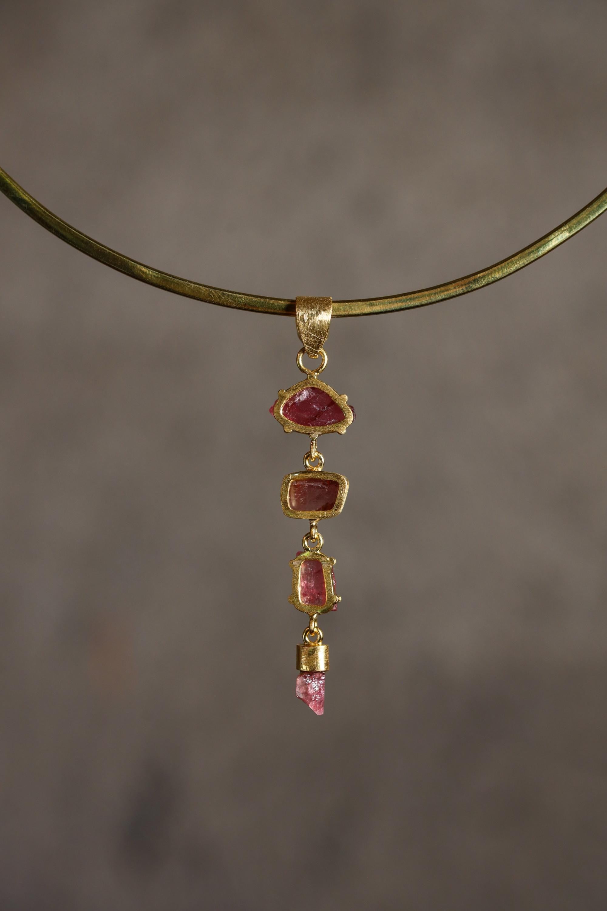 Crowned Blue Moonstone & All-Pink Tourmaline Wonder Pendant, 18K Gold-Plated Sterling Silver, Libra and Cancer Zodiac, Unique Gift