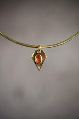 Faceted Red Kyanite Slice Pendant, Double Bail Setting, 18K Gold-Plated Sterling Silver, Root Chakra Jewelry, Aries Zodiac, Unique Gift