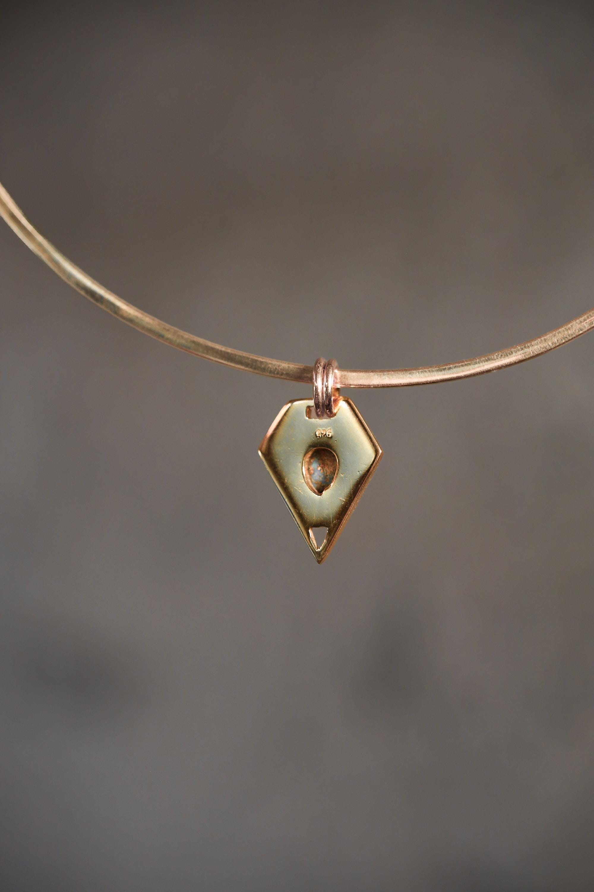 Teardrop Royston Turquoise Pendant with Pyrite Inclusions, Double Bail Setting, 18K Gold-Plated Sterling Silver, Unique Gift ,Sagittarius