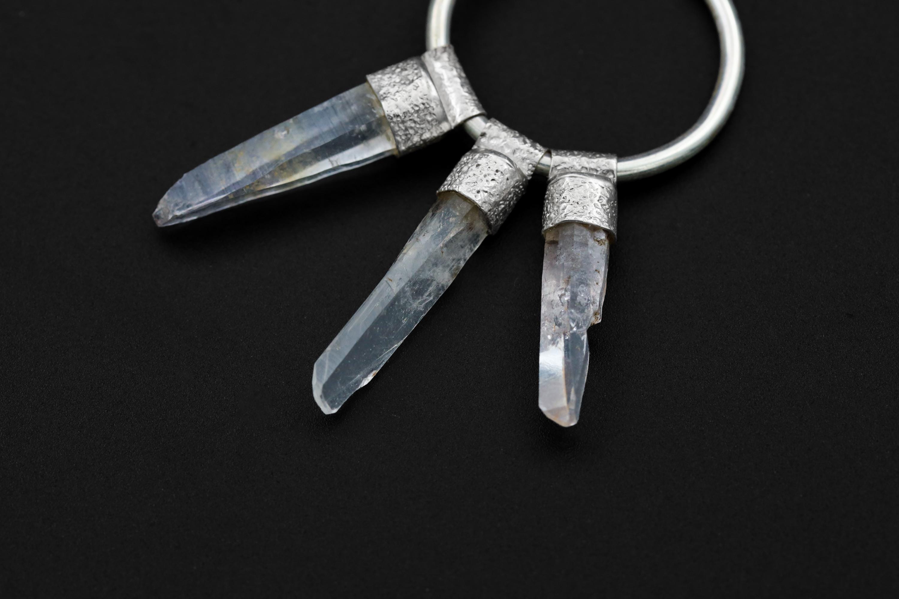 Australian Fossicked Quartz Stack Pendant Earrings, Sterling Silver, Root Chakra, Taurus Zodiac, Unique Gift, Multifunctional Jewelry