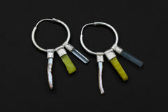 Jade, Pearl & Aquamarine Stack Pendant Earrings, Sterling Silver, Heart Chakra, Pisces Zodiac, Unique Gift, Multifunctional Jewelry
