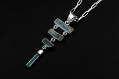 Raw Aquamarine Pendant: Hammered Sterling Silver, Sea Protection