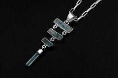 Raw Aquamarine Multi-Stone Pendant, Hammer Textured Sterling Silver, Sea Protection, Heart Chakra, Pisces Zodiac, Unique Gift