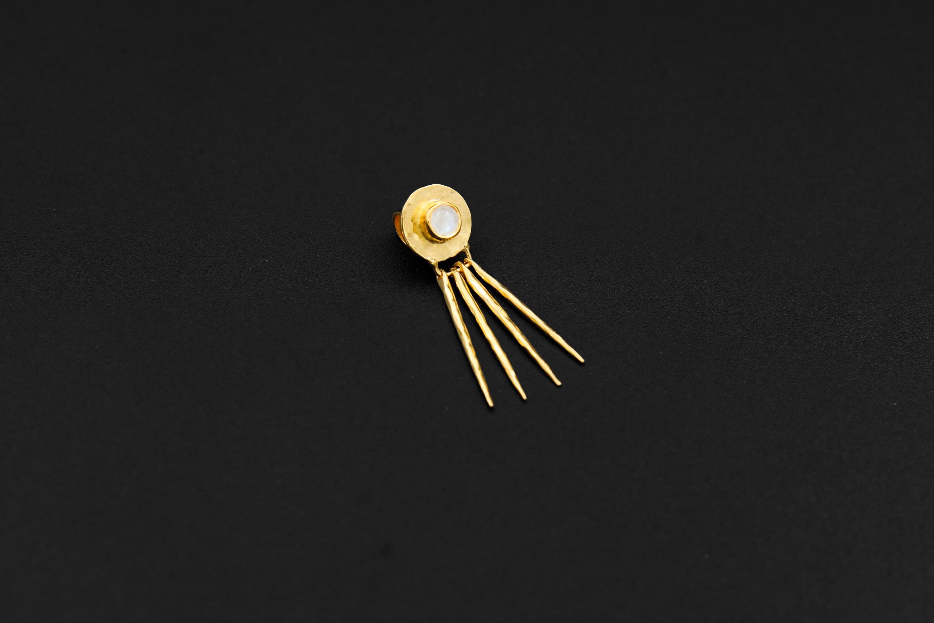Blue Moonstone Pendant: Gold-Plated Sterling Silver, Crown Chakra Jewelry