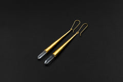 Sterling Silver Gold Plated Earrings with Lemurian Quartz Point Silver Spire Cones - High Shine Polish Sand Textured Finish - Unique Gift