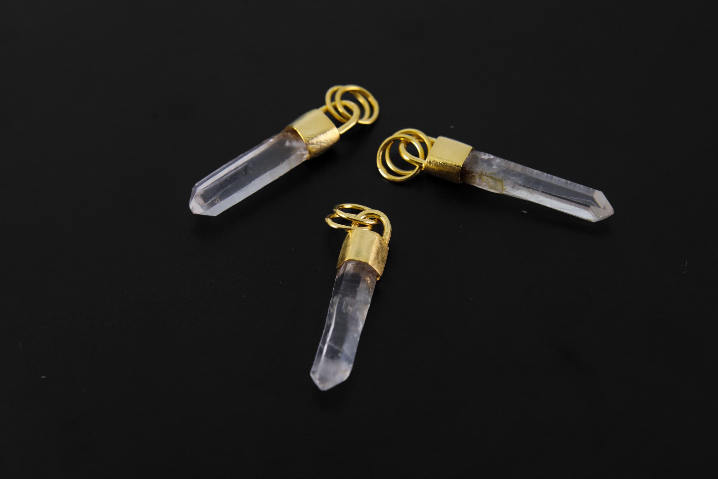 Australian Quartz Point Pendant 925 Silver 18k Gold Plated Hand Fossicked Crystal Necklace Crown Chakra Gift