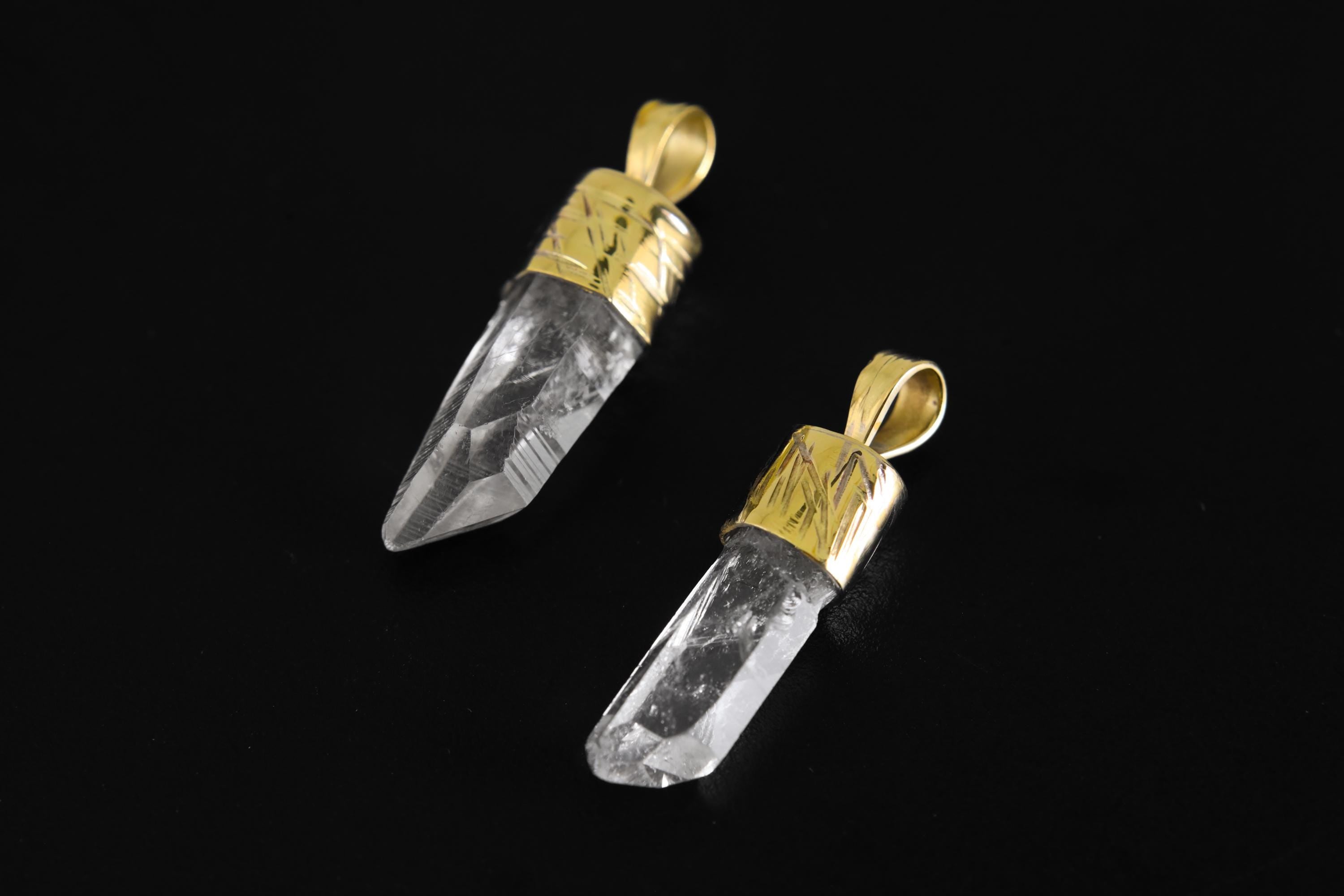 Hand Fossicked Quartz Pendant 925 Silver 18k Gold Plated Australian Crystal Point Crown Chakra Gift