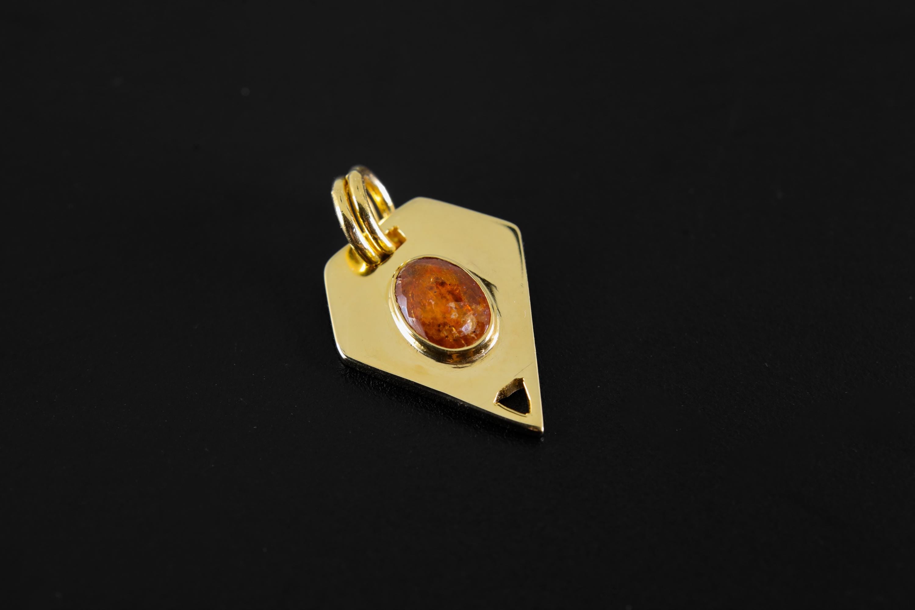 Faceted Red Kyanite Slice Pendant, Double Bail Setting, 18K Gold-Plated Sterling Silver, Root Chakra Jewelry, Aries Zodiac, Unique Gift