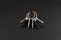 Smoky Quartz Pearl stack hoop earrings shown on dark background with sterling silver hoops and earthy crystal dangles.