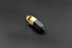 Large Smoky Quartz Point Pendant, High-Grade Dark Crystal with Thick Bronze Cap, 18K Gold-Plated, 7.5cm Statement Piece, Unique Gift NO/03