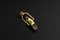 Spinning Vera Cruz Amethyst Dressed With Opal, Sterling Silver Pendant, Gold Plated, Crown & Heart Chakra, Libra Zodiac, Unique Gift