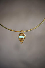 Pentagonal Turquoise Pendant in Double Bail Setting, 18K Gold-Plated Sterling Silver, Throat Chakra Jewelry, Sagittarius Zodiac, Unique Gift