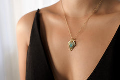 Teardrop Royston Turquoise Pendant with Pyrite Inclusions, Double Bail Setting, 18K Gold-Plated Sterling Silver, Unique Gift ,Sagittarius