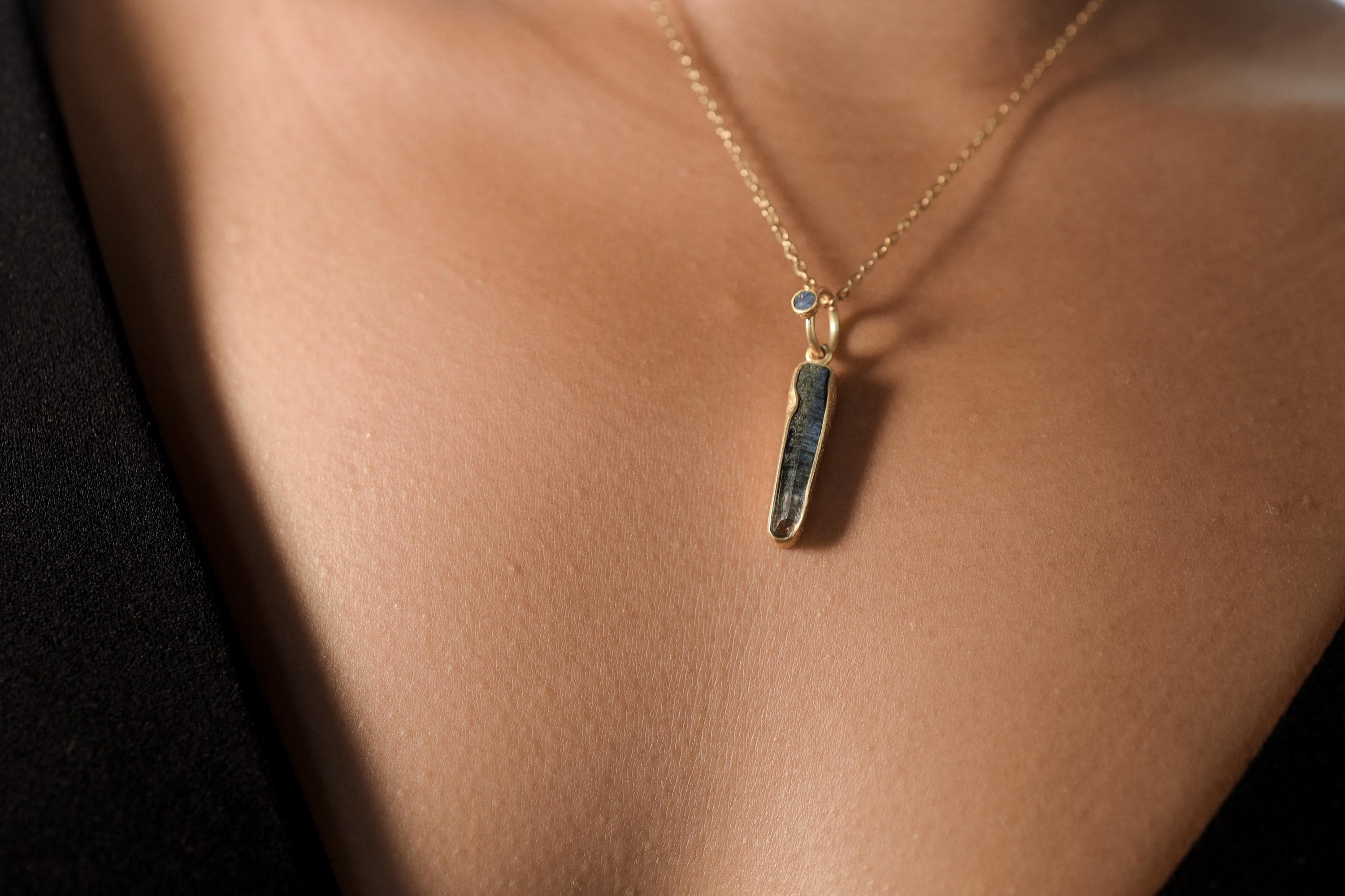 Gold-Plated Sterling Silver Himalayan Quartz Pendant with Opal