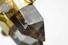 Citrine & Moonstone Pendant: Gold Plated Sterling Silver, Sand-Textured