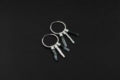 Himalayan Chlorite Quartz & Pearl Stack Pendant Earring, Sterling Silver Big Hoop, Multifunctional Jewelry,Virgo, Cancer Zodiac, Unique Gift