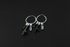 Chlorite Quartz & Tourmaline Sterling Silver Hoop Earrings: Versatile Crystal Pendant