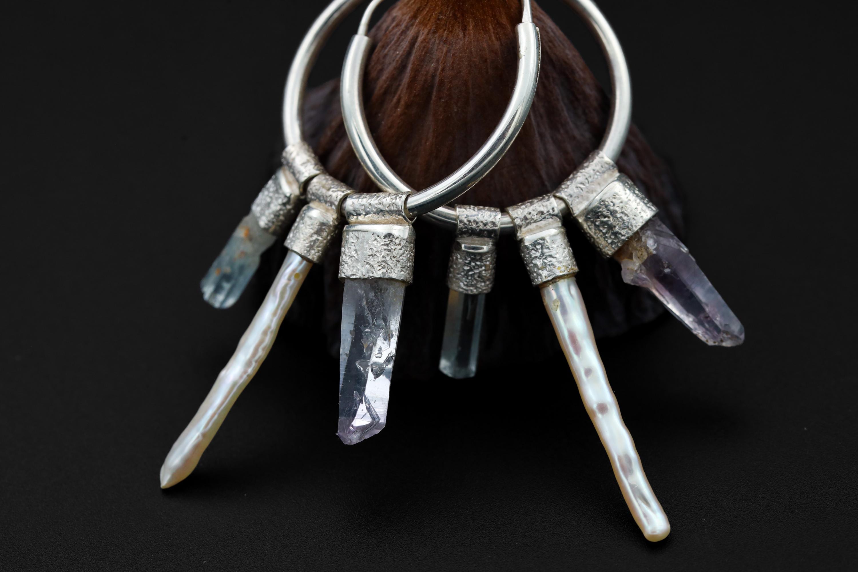 Vera Cruz Amethyst & Pearl Sterling Silver Earrings: Chakra Healing