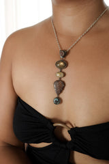 Record Keeper Ruby, Labradorite, Ethiopian Opal, Jasper, Himalayan Turquoise - Sterling Silver Pendant - Textured & Oxidized