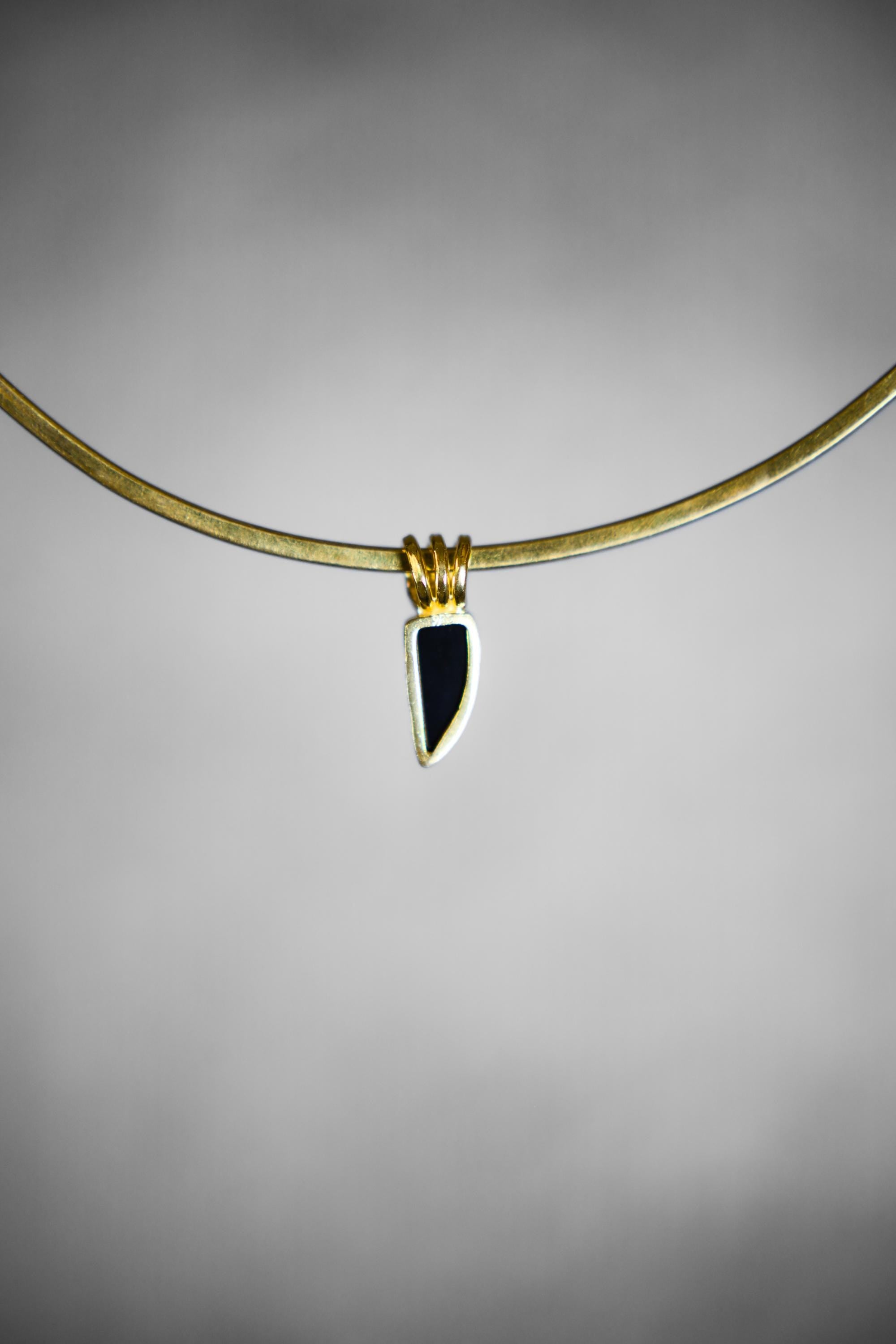 Black Onyx Pendant 925 Silver Gold Plated Tooth Necklace Adjustable Hemp Cord Grounding Talisman Jewelry