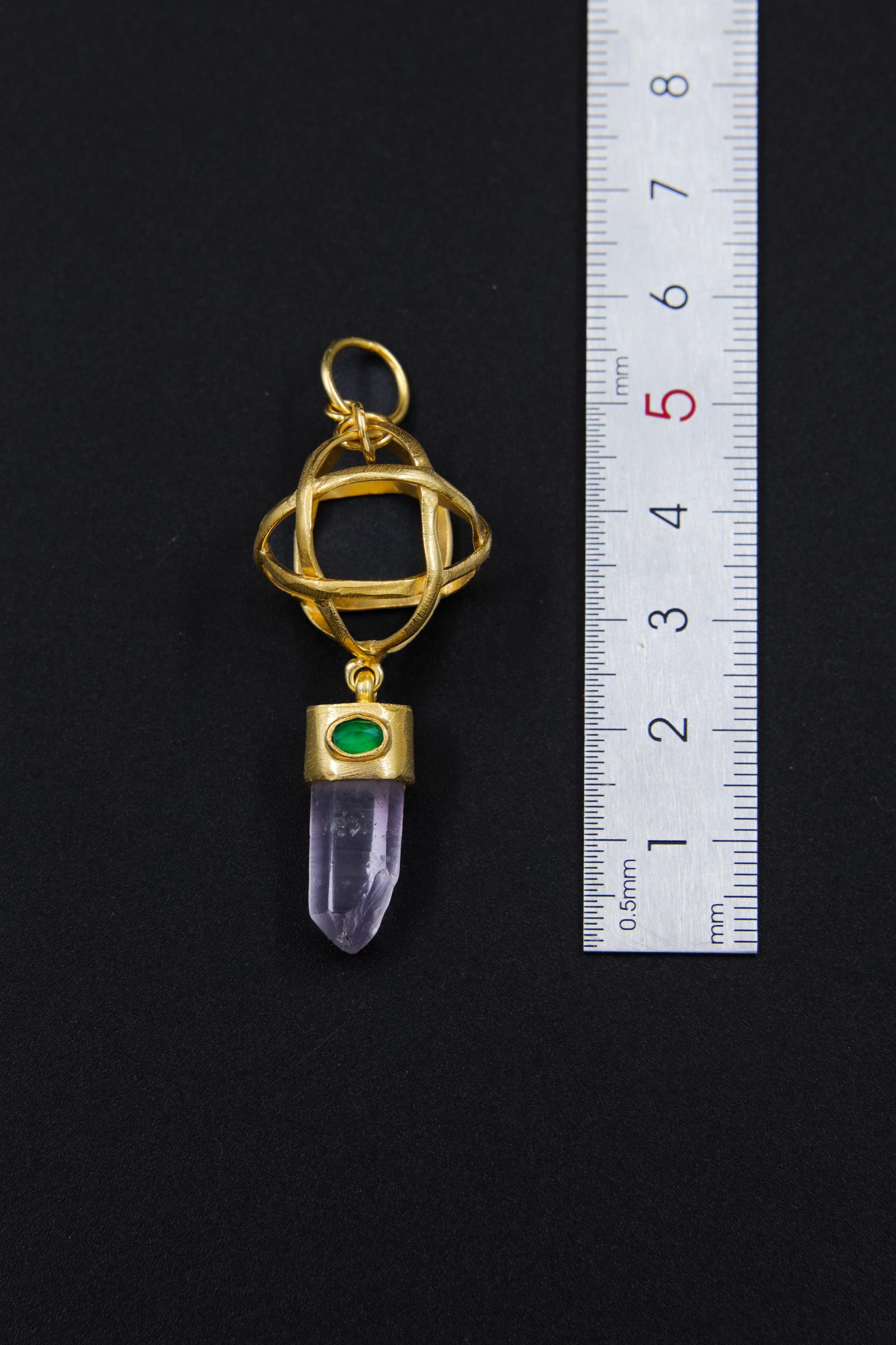 Vera Cruz Amethyst & Emerald Pendant: 18k Gold-Plated Sterling Silver