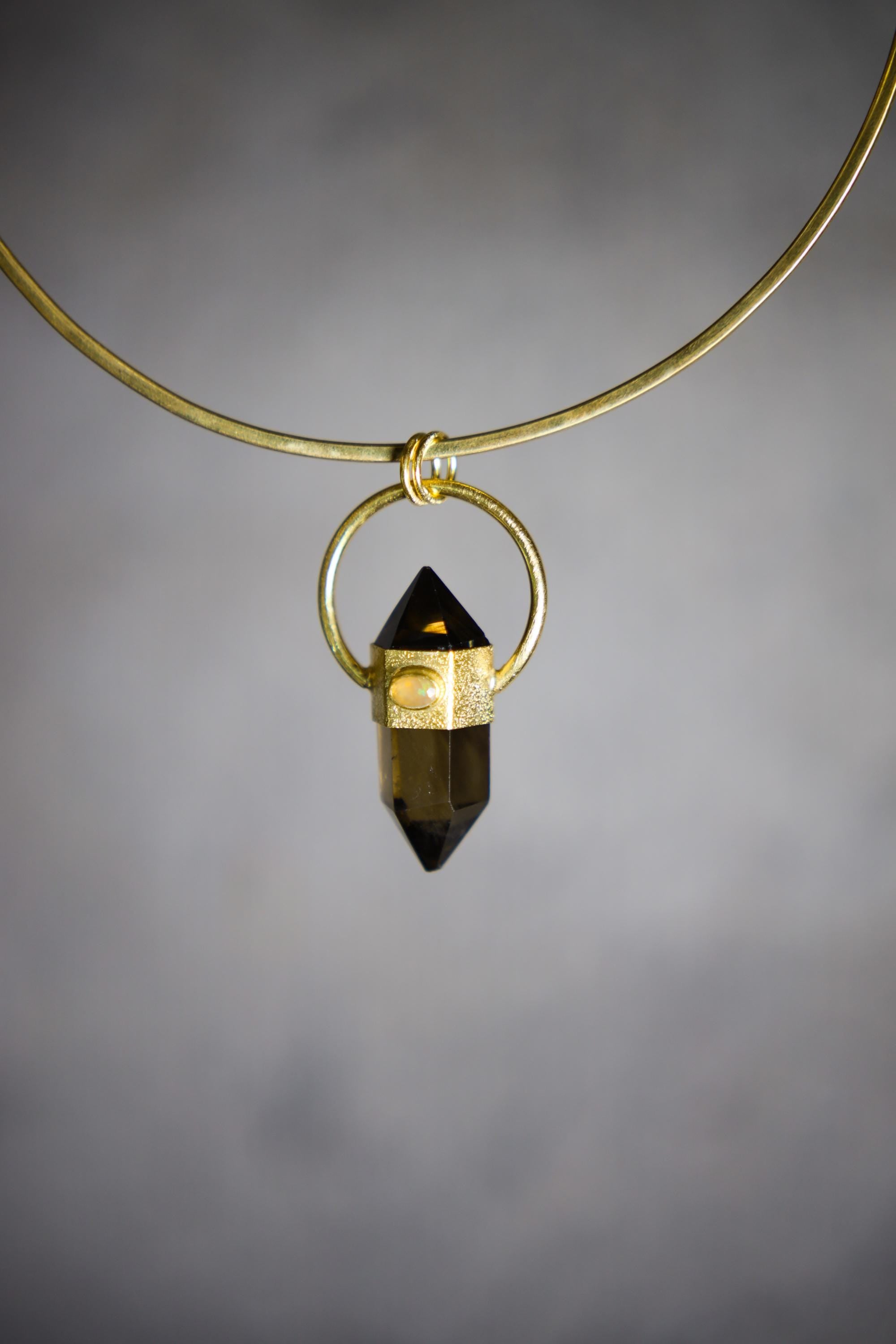 Citrine Ethiopian Opal Pendant 925 Silver 18k Gold Plated Halo Necklace Solar Plexus Crown Chakra Gift