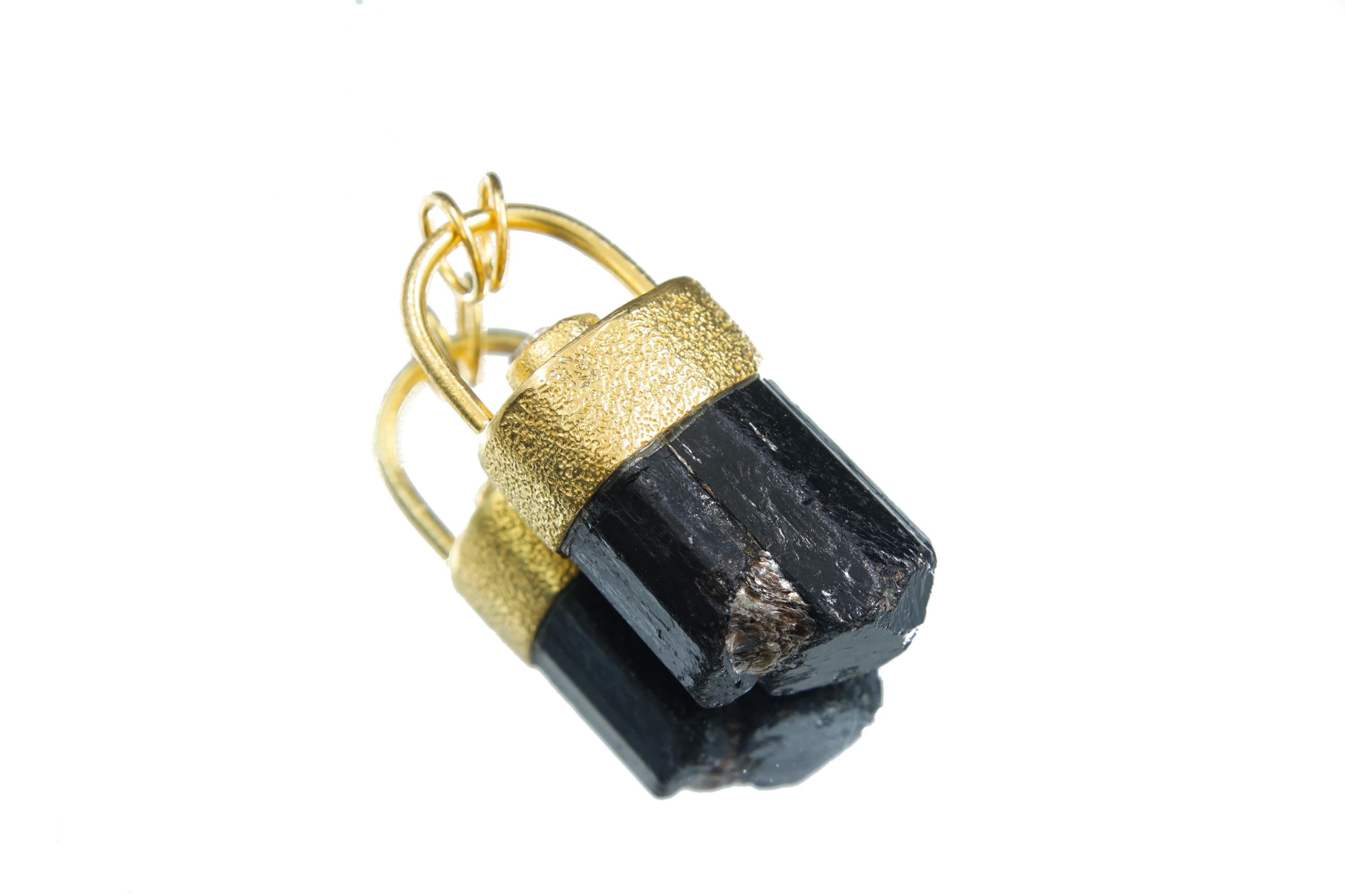 Himalayan Dravite Diamond Pendant 925 Silver 18k Gold Plated Brown Tourmaline Root Crown Chakra Gift