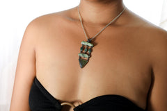 Green Kyanite Emerald Chrysoprase Pendant, 925 Silver, Oxidized Heart Chakra Talisman, Australian Crystal Gift