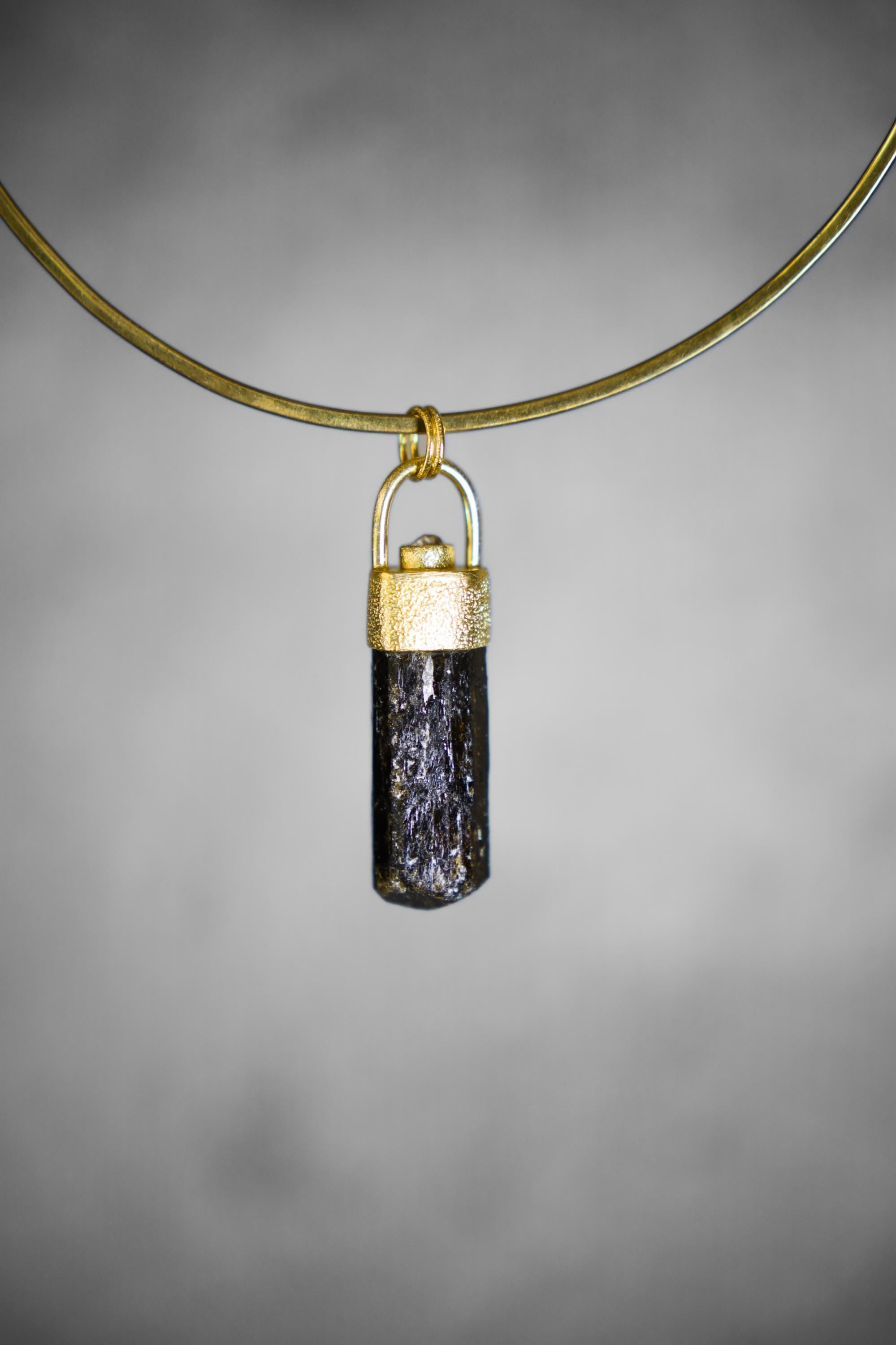Himalayan Dravite Diamond Pendant 925 Silver 18k Gold Plated Brown Tourmaline Root Crown Chakra Gift