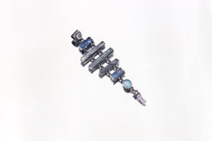Round Moonstone, Square Kyanite, Aquamarine, Oval Apatite & Raw Amethyst Pendant, Oxidized Sterling Silver, Unique Gift, Zodiac Pisces