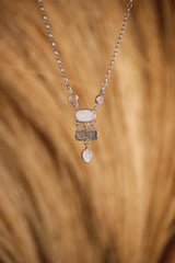 Rose Quartz, Opal, Aquamarine, and Blue Moonstone Intuition Necklace, Cancer & Pisces Zodiac, Heart Chakra, Emotional Balance