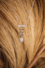 Raw Pearl, Himalayan Aquamarine & Blue Moonstone Pendant, Sterling Silver, Open Back, Spiritual Necklace, Chakra Healing, Gift for Pisces